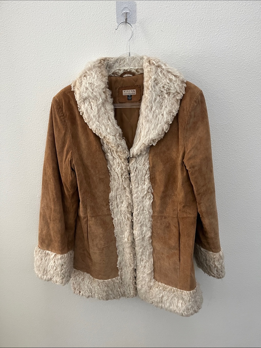 Vintage Y2K Pennylane Coat giacca Brown Suede Shearling Medium